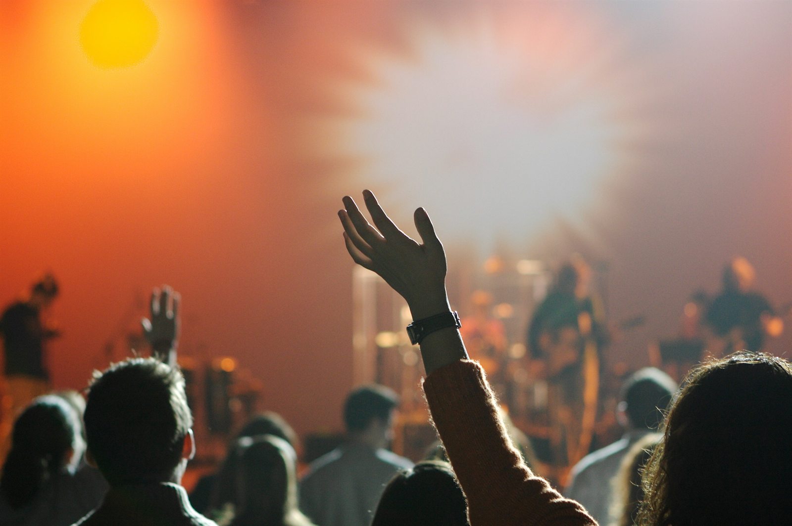 People worshiping together during a church gathering
